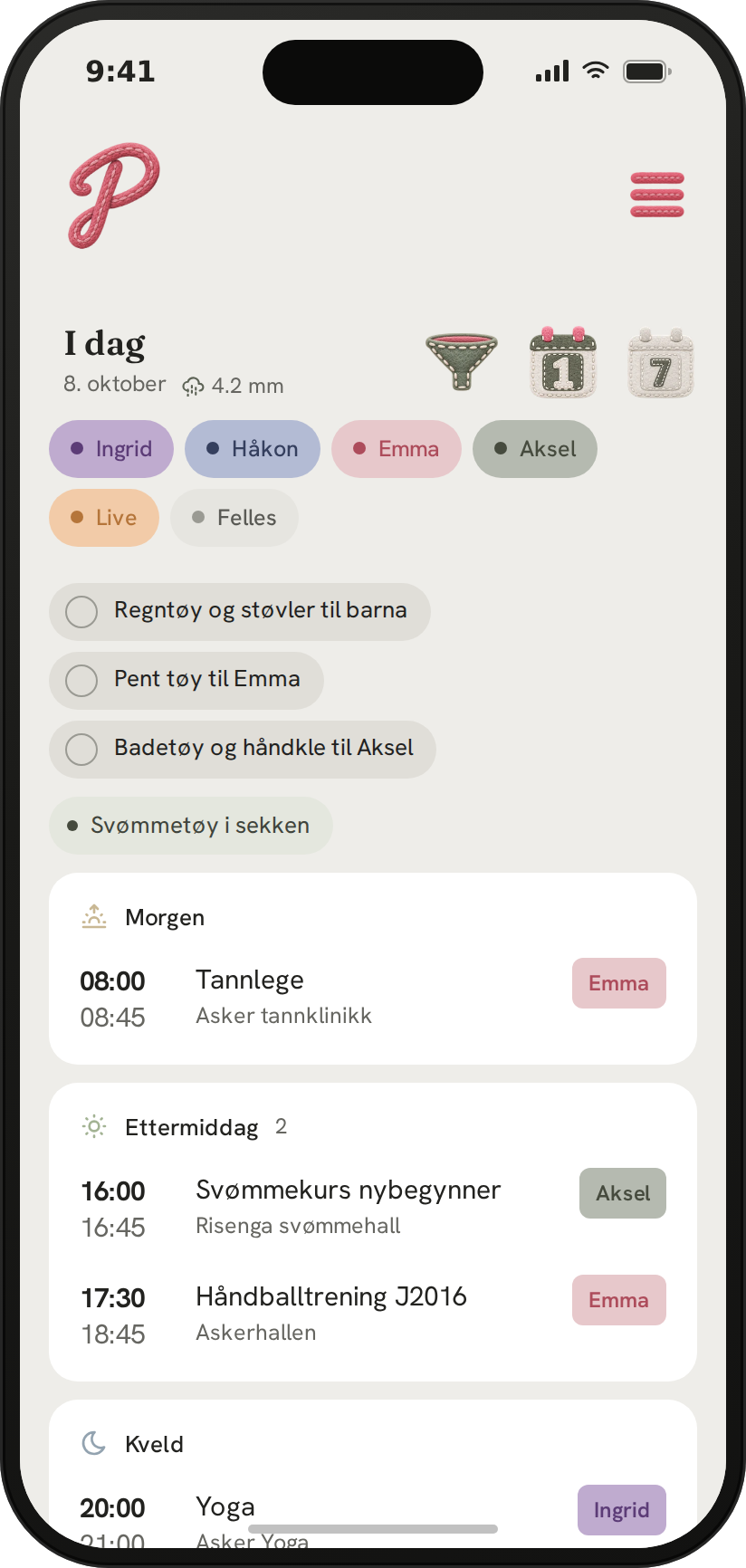 Dagsvisningen i Planny